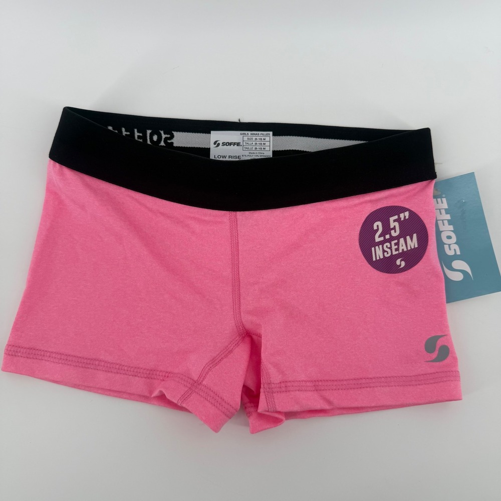 Soffe Girls Pink Low Rise Compression Shorts Size Medium 8-10 NWT 2.5 Inseam